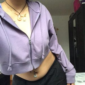 Lavender crop zip up hoodie